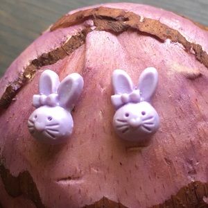 🎈Sale 🎈2 for $10 NWOT post earrings purple bunnies kawaii summer fun